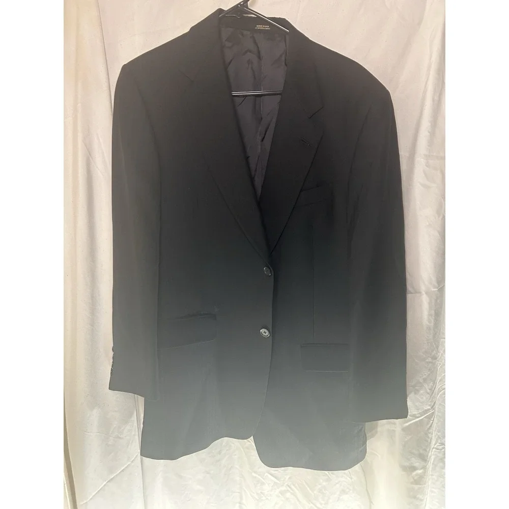 Hart Schaffner Marx Gold Trumpeter Mens Suit Jacket Blazer Black Rodes USA‎ Vtg